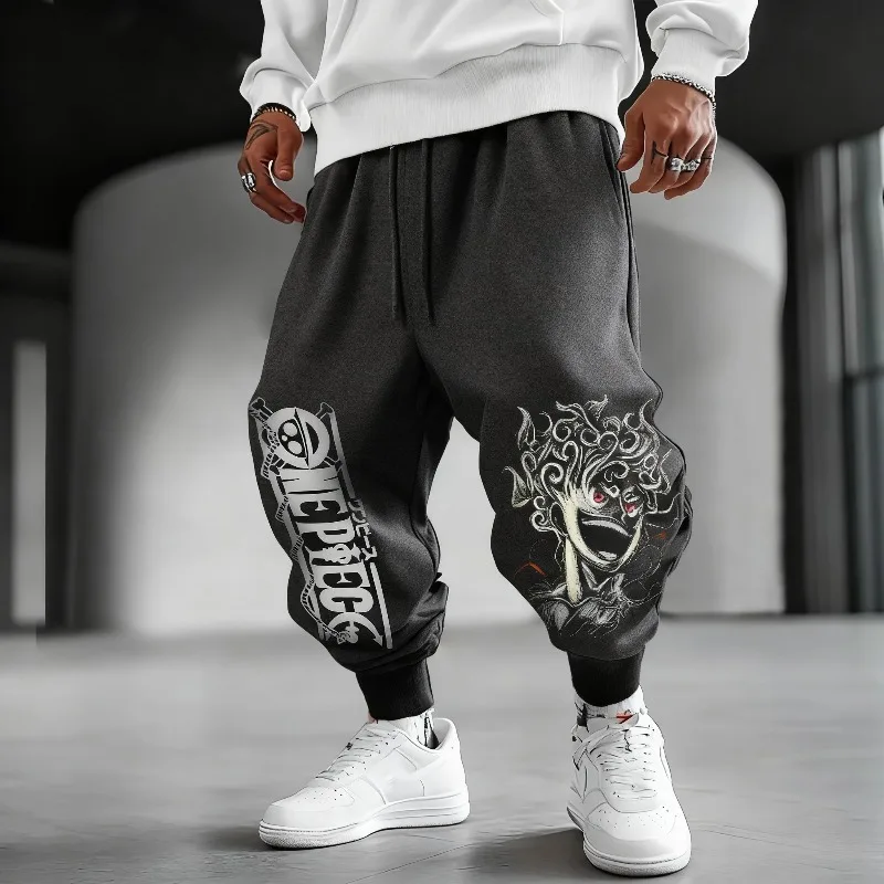 

ONE PIECE Anime Luffy Hand Drawn Printed Sweatpants 2026 Spring/Summer Men's Loose Casual Street Hip-hop Trend Cotton Pants