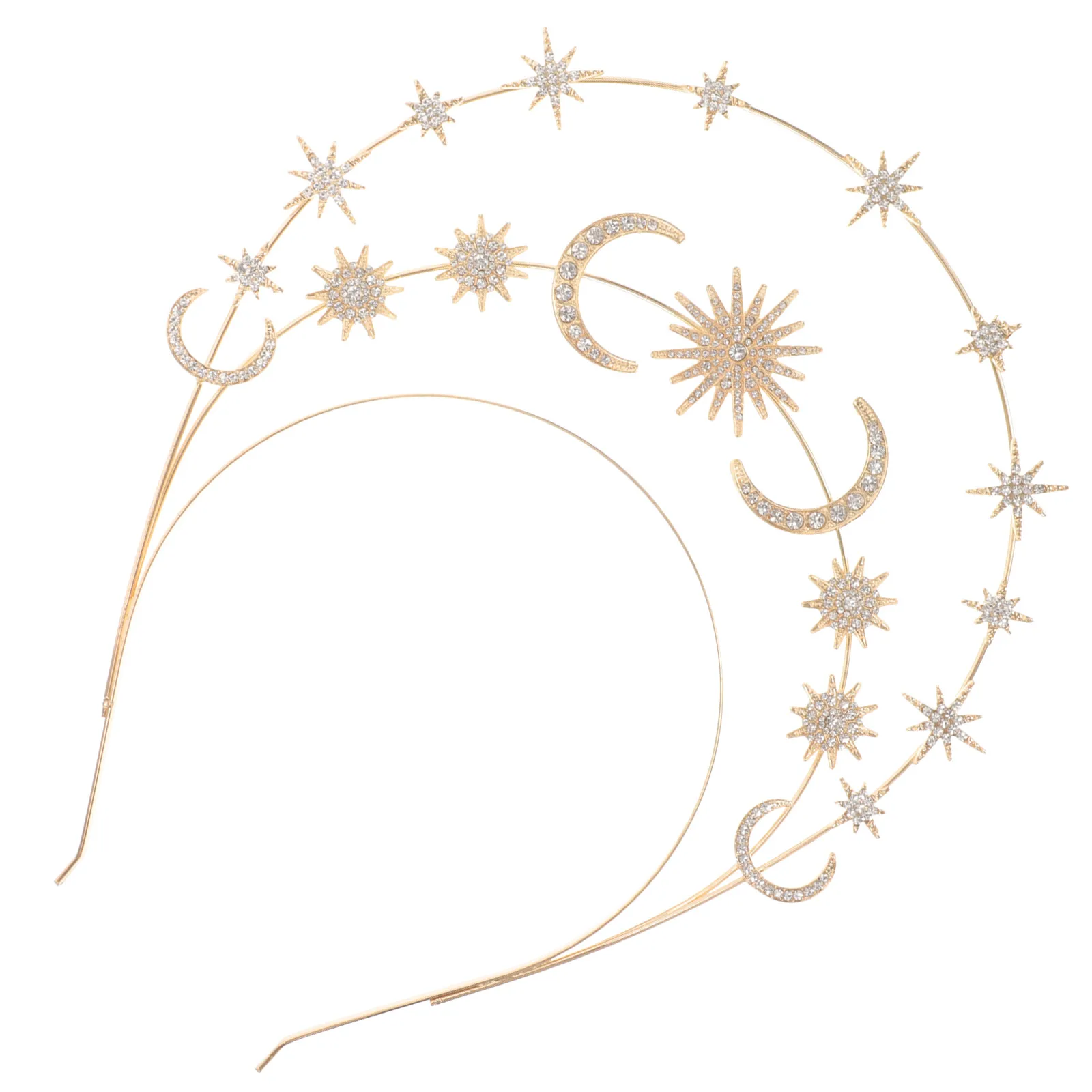 

Moon Headband Wedding Headdress Star Hairband Crown Bridal Accessory Golden Layered Comfort Wedding Headband Fit