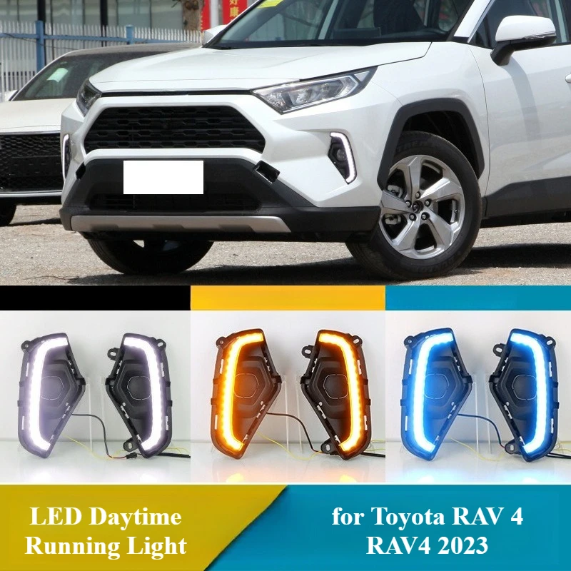 

LED Daytime Running Light DRL for Toyota RAV 4 RAV4 2023 Dynamic Turn Signal Indicator Light Front Bumper Fog Lamp 12V Daylights