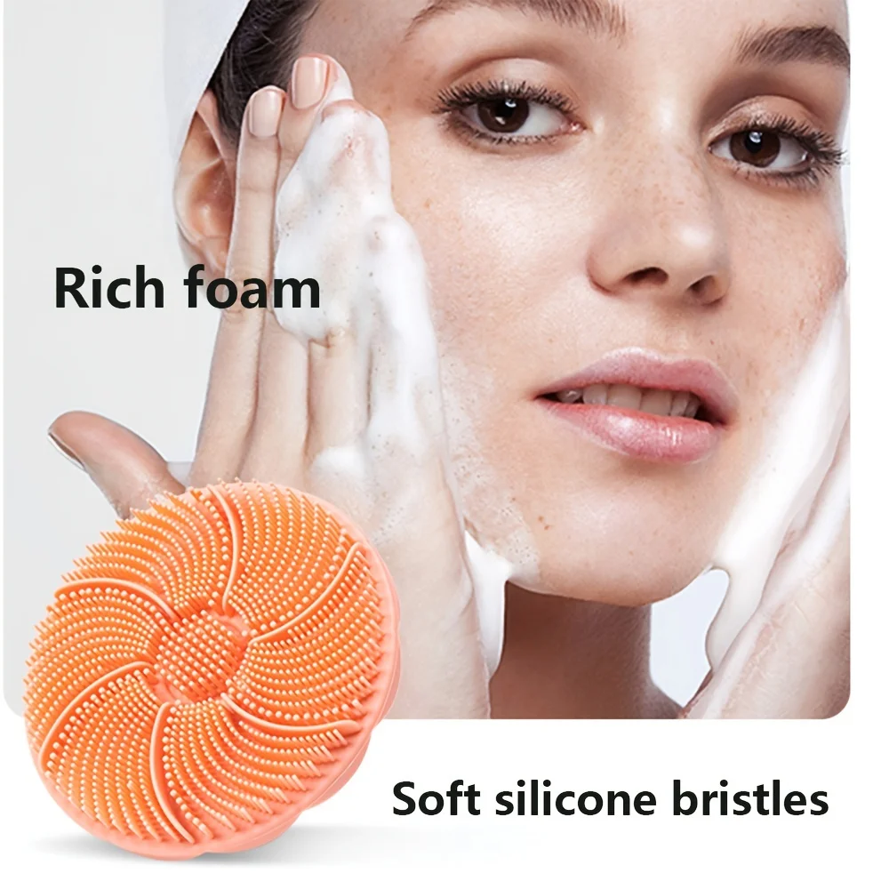 Set di spazzole per il viso in silicone da 3 pezzi: spazzole per il viso a fiori in silicone morbido per una pulizia profonda, esfoliazione, rimozione di punti neri e A