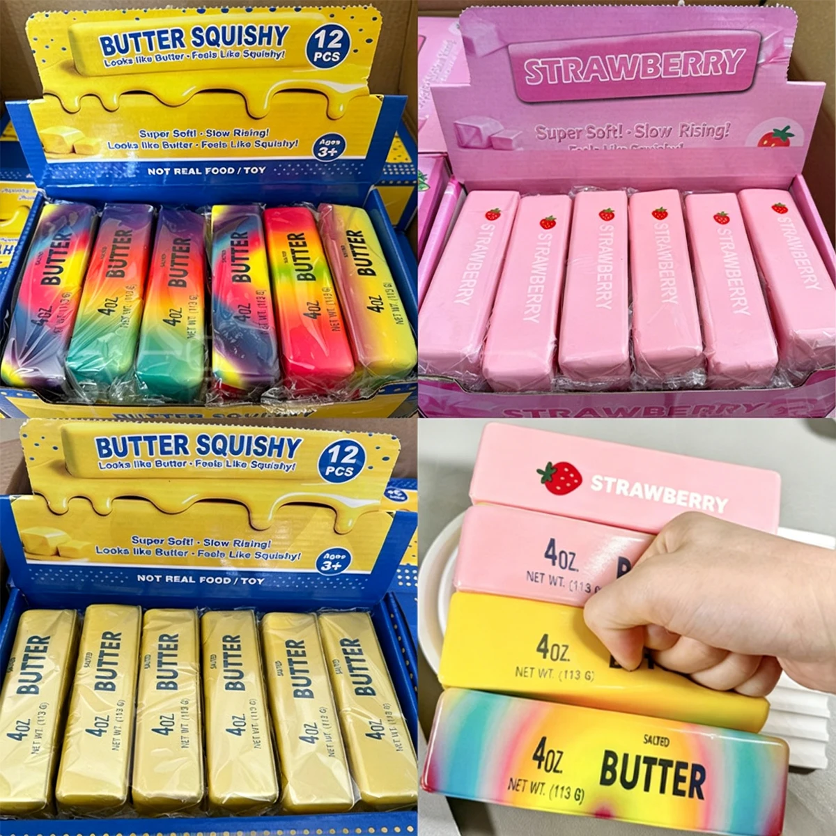 Realistic Butter Squishy Slow Rising Stress Relief Toy  for Anxiety & Sensory Relief, Cute Desk Gifts for Kids, Office, School