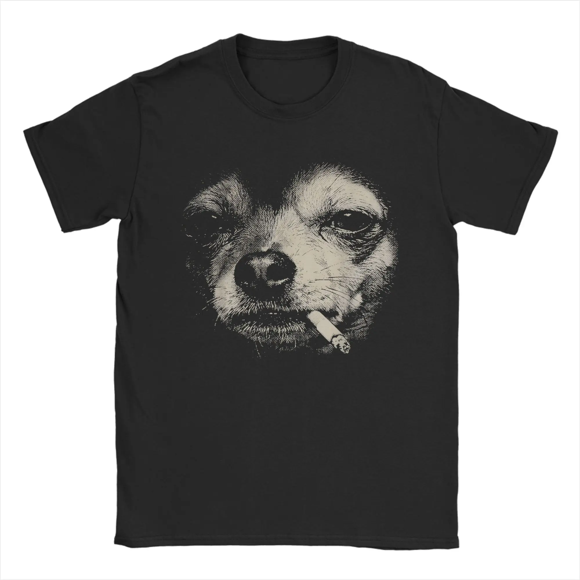 

Dog Smoking Cigarette Funny Chihuahua Meme T-Shirt Summer Popular T Shirts Male Cotton Oversized Tees Short Sleeve Funny Tops