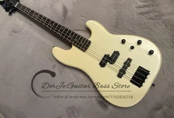 Classic 4-string electric bass guitar PB Metal Cream body black neck Black bridge support custom colors