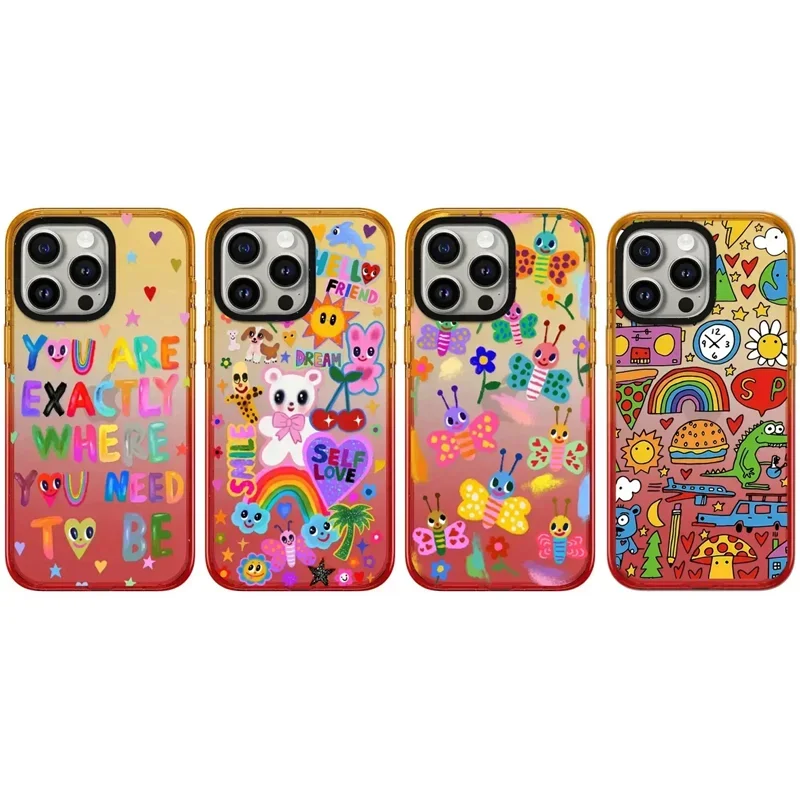 

Peach Gradient Border 2.0 Acrylic Colorful Letters Pattern iPhone 11 12 13 14 15 Pro Max Protective Case