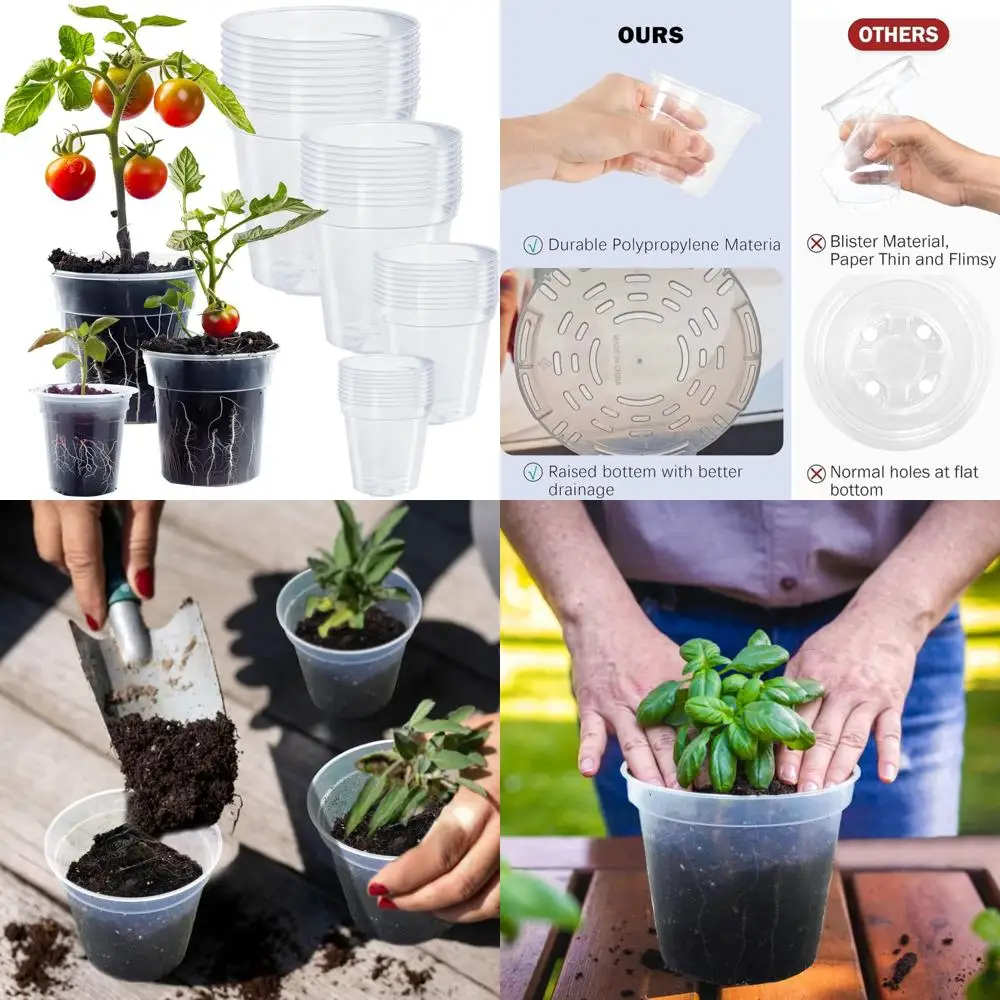 

Hourleey 36 Pack 4/5/6/7 Inch Clear Nursery Pots for Plants, Plant Pots with Drainage Holes, Transparent Seedling Pots for Seed