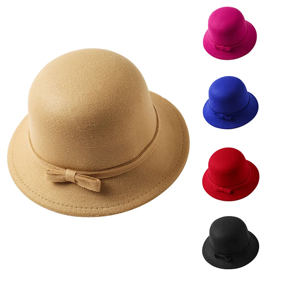 

2022 New Elegant Bucket Hats Solid Windproof Classic Wide Brim Warmer Autumn And Winter Vintage Woolen Hat For Women Girls