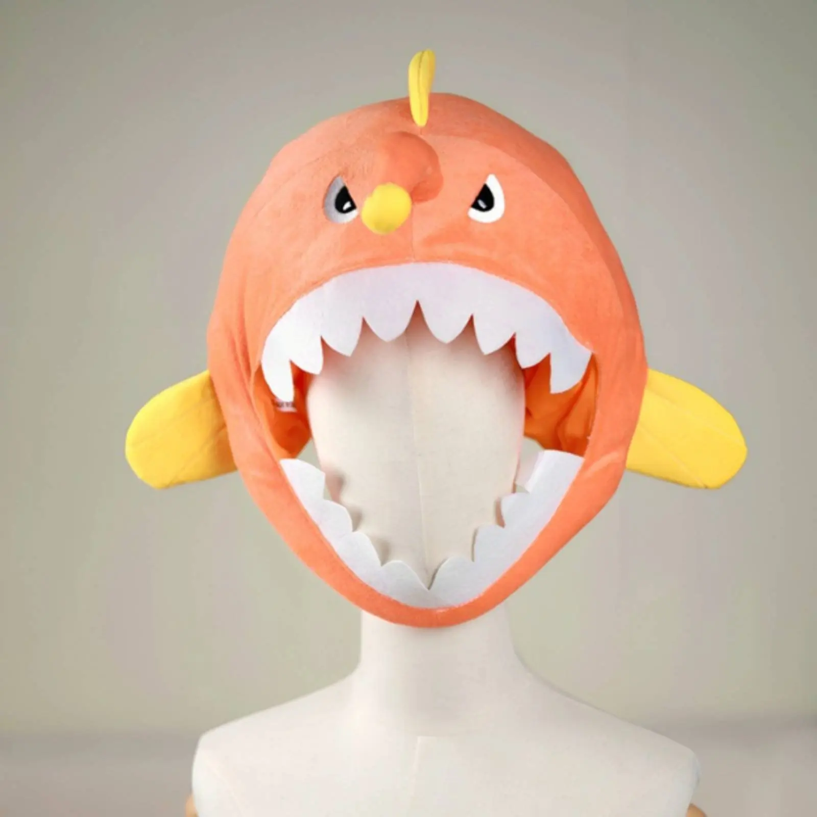 Chapéu de Peixe-Pescador com Enchimento de Algodão PP, Chapéu de Fantasia de Animal Aquático Macio e Engraçado, Cobertura de Cabeça de Animal Aquático, Iniciador de Conversas