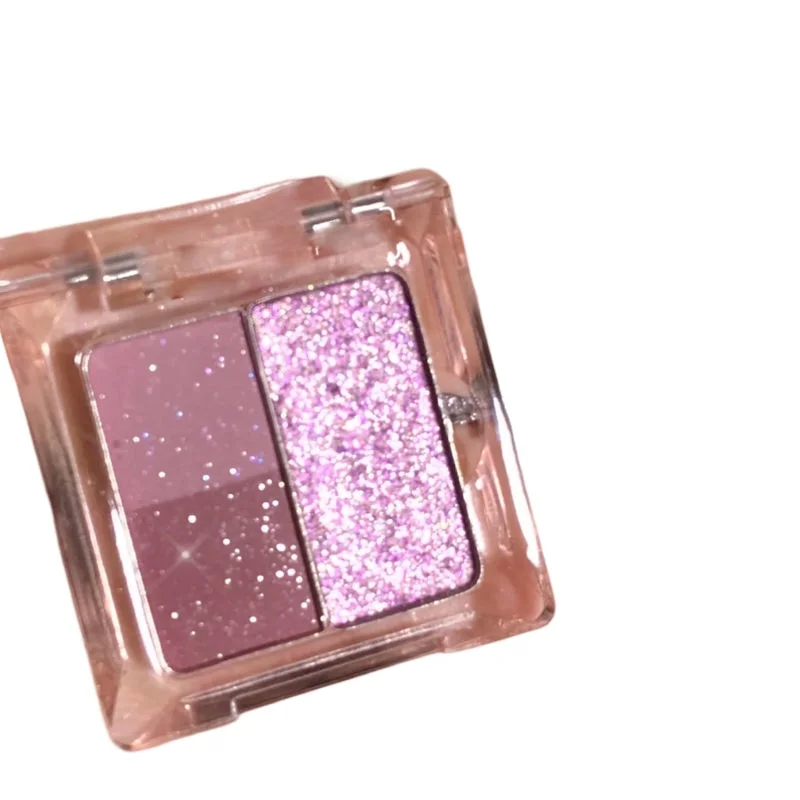 

New three-color eyeshadow disc rose ice grape powder purple sequins pearlescent brightening student white glitter portable