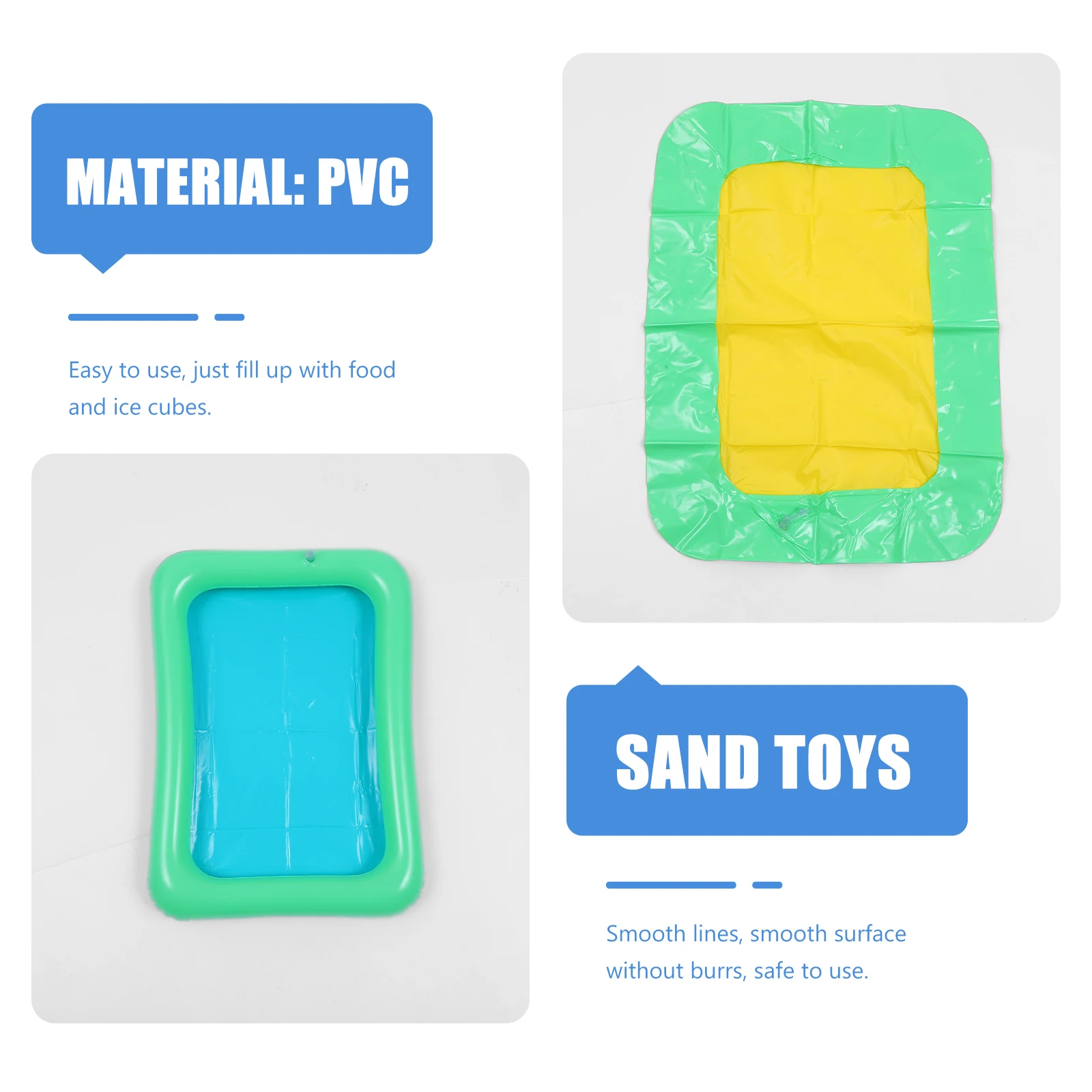 4 Pcs Inflatable Ice Bar Sand Toys 60x45cm Mix Colors Kids Play Sandbox PVC Tray Beach Tool Creative Molds Educational