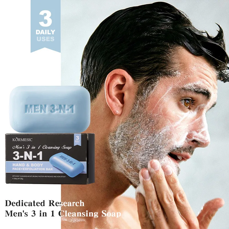 

Men's 3-in-1 Cleansing Soap Body Hand Face Cream Oil Control Exfoliation Freshness Brightening Hydrating Smooth Skin Care