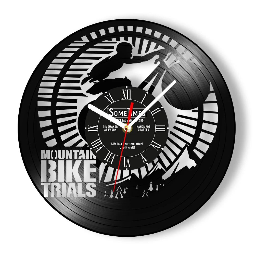 Mountain Bike Trials Custom Vinyl LP Record Wall Clock Personalized MTB Mountain Biker Name Laser Cut Music Album LP Retro Clock - view 2