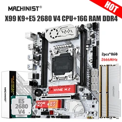 MACHINIST K9 X99 Płyta główna Combo LGA 2011-3 Xeon E5 2680 V4 Zestaw CPU DDR4 RAM 16GB 2666MHz Pamięć Czterokanałowy SSD NVME USB 3.0