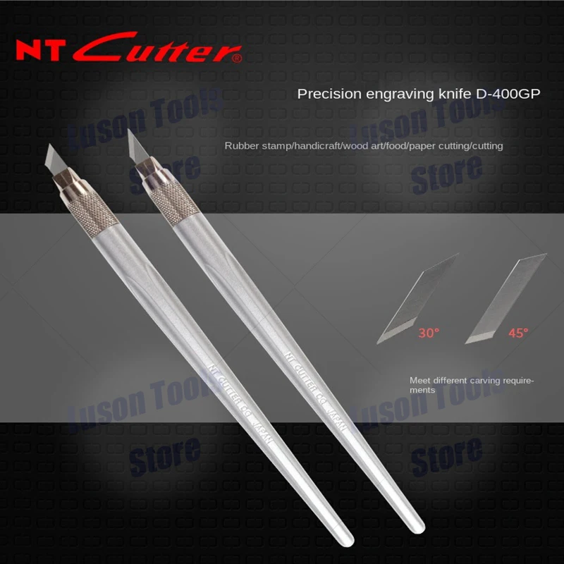 Japan NT CUTTER D-400GP 30°/45° Full Metal Pen Knife Professional Carving Knife Suitable for DIY Wood Carving Rubber Stamp Food Carving Paper Carving Hand-made Mold Precision Carving Knife