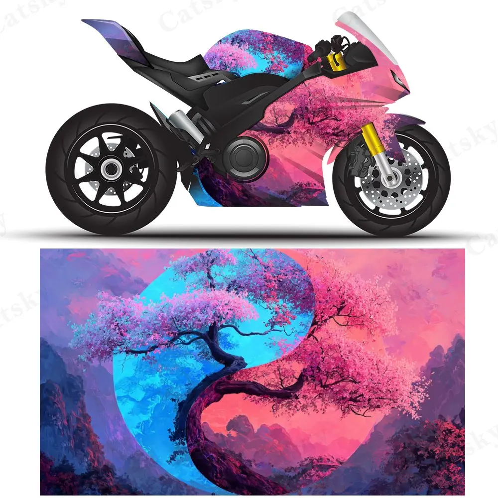 

Red and blue yin-yang trees PVC material self-adhesive waterproof motorcycle car sticker, paste firm and anti-wear, waterproof a
