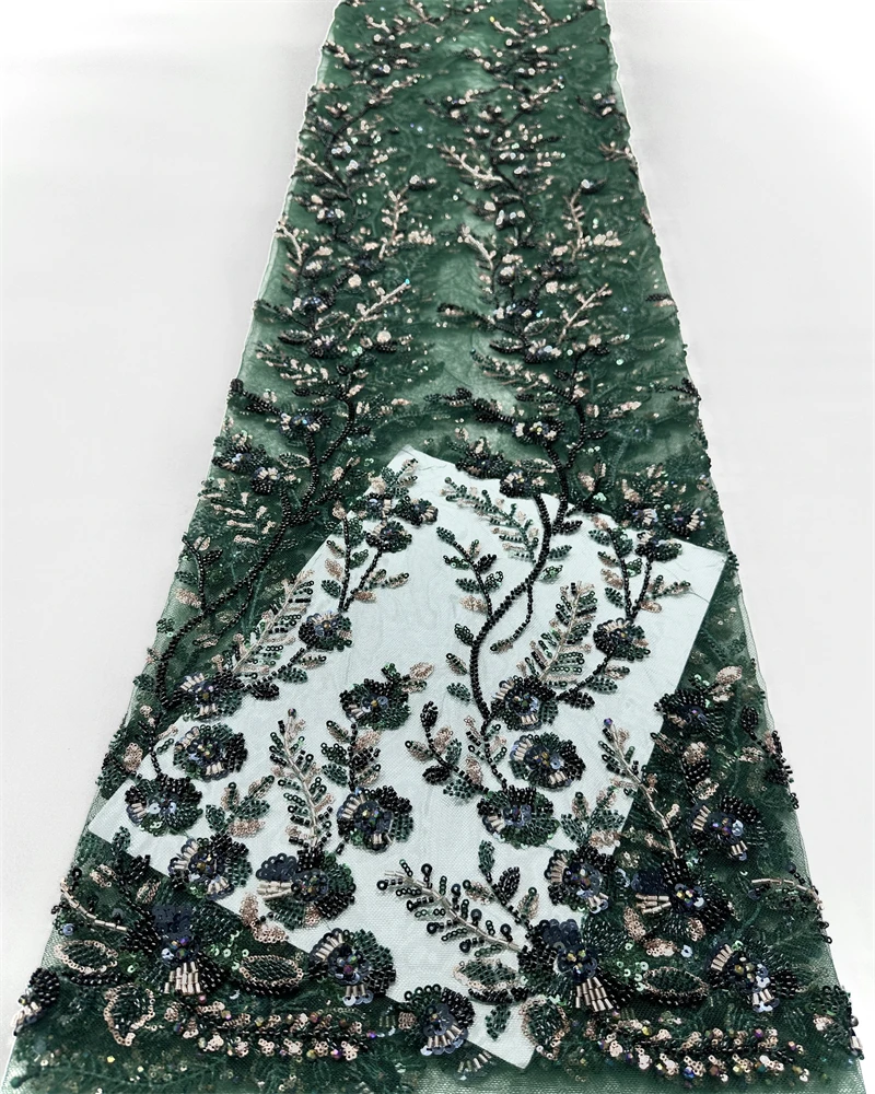 Luxe handkralen kant stof bruids stof hoogwaardige bruiloft stoffen Franse Nigeriaanse pailletten kralen geborduurd op tule