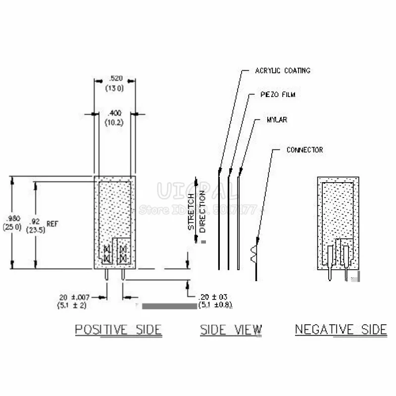 LDTO-028K Vibration Sensor PVDF Piezoelectric Film with Cable Charge Amplifier Pressure Sensor Trigger Switch Module