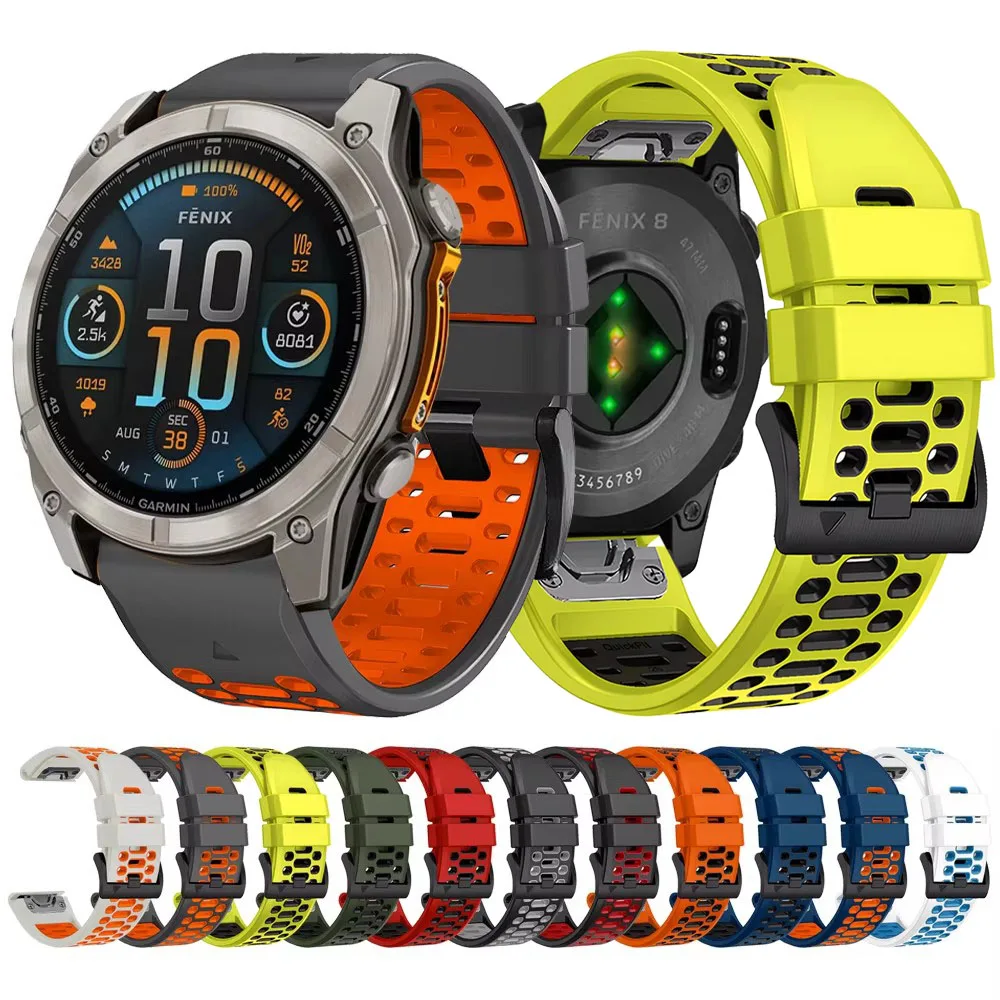 Correa deportiva de silicona transpirable para Garmin Fenix E 8 47mm 51mm 7 7X pulsera para Garmin Enduro 3 QuickFit 26mm 22mm correa de reloj