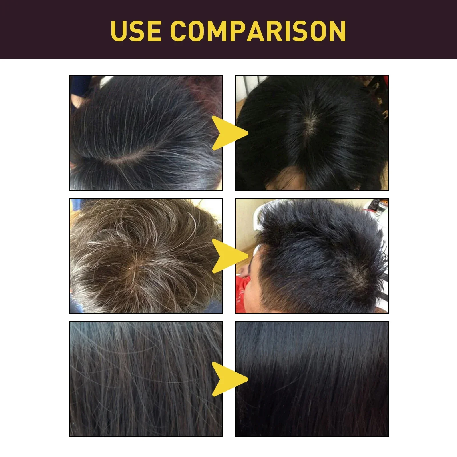 Hair Dye Shampoo 3 in 1 Darkening Hairs Instant Gray To Black Natural Coloing Cover White Hair To Black For Women For Men