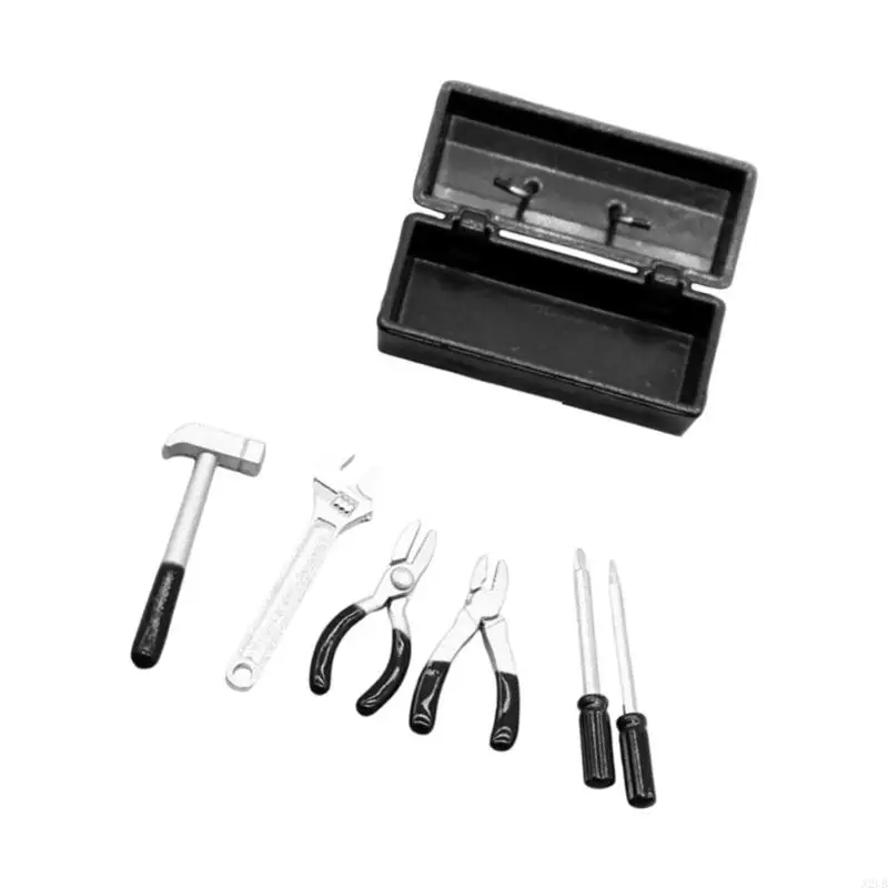 ミニチュアガーデニングツールセット 子供用 ごっこ遊びアクティビティ ケース付き 屋外ツールボックス ドールハウスシーン設定用 A2UB