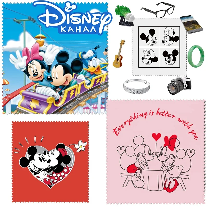 Disney Mickey Glasses Cloth Cartoon Minnie Glasses Cleaner Kid Eyewear Accessories Phone Screen Camera Ornaments Cleaning Cloths