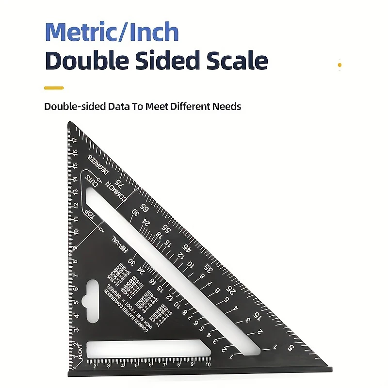 7 Inch Triangle Ruler Black Angle Squrae Rafter Square Protractor High Precision Aluminum Alloy Triangle Ruler Woodworking Tools