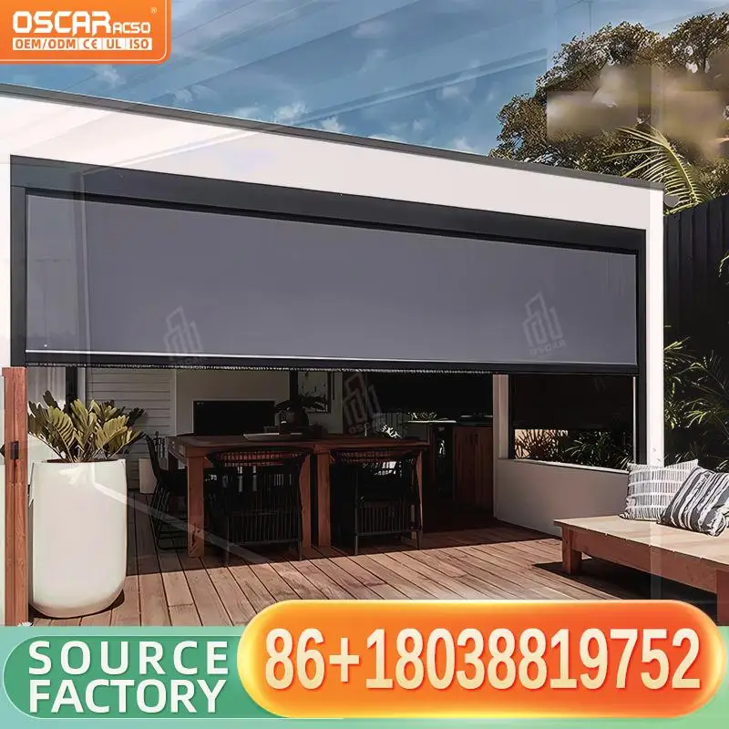Wifi App Control Double Layer Motorized Outdoor External 100% Blackout Blinds for Patio Balcony Window Rolling Blind