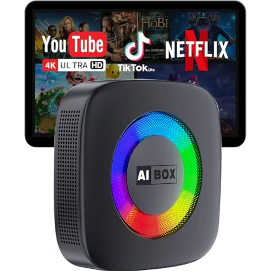 

Wireless CarPlay Adapter for iPhone: Ai Magic Box, ABS plastic, black, plug-and-play setup, supports YouTube, TF card, iOS 10+,