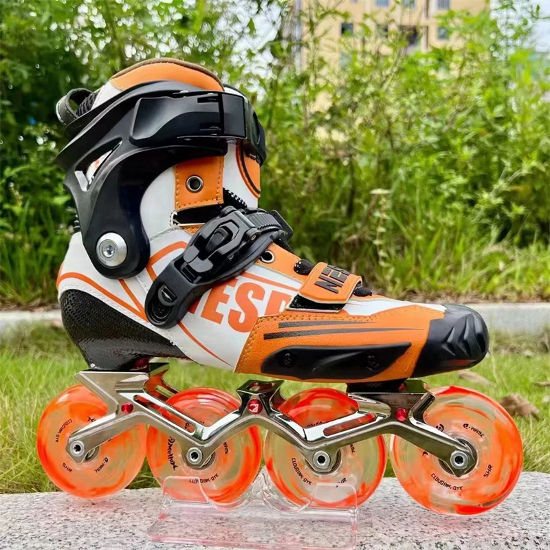 Grote Oranje Professionele Koolstofvezel Glijbaan Skates Schoenen Voor Mannelijke Jongens Youngs Street Fight Road Skating Shift Drift Show Fsk Rock