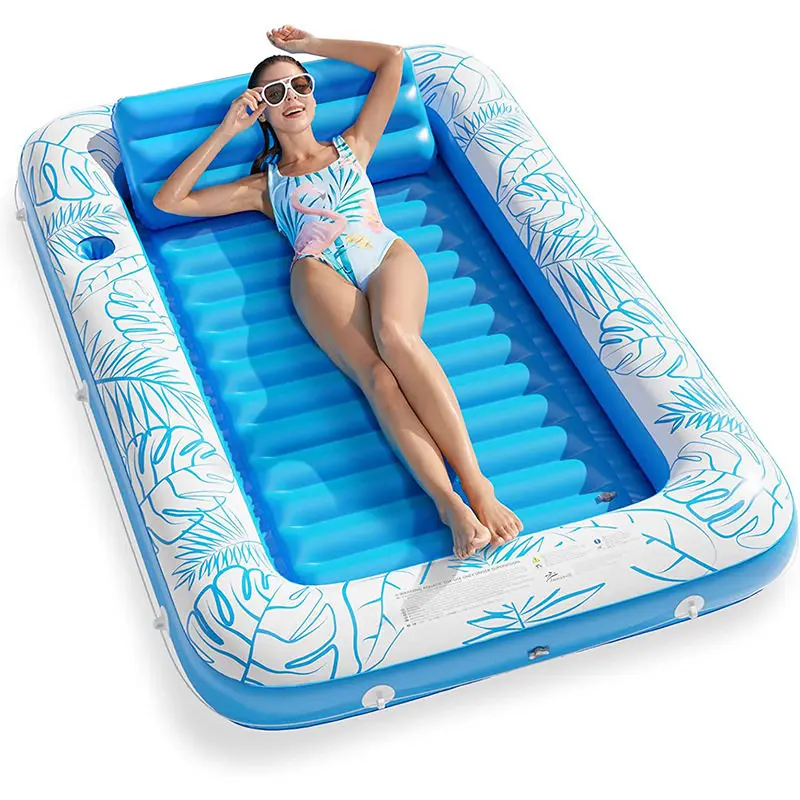Customized inflatable floating bed, swimming ring, water play toy, mesh backrest recliner, sunbath tub float