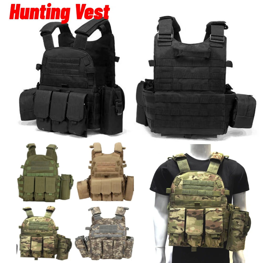 

Camouflage Plate Carrier Vest Multi-Functional Paintball Airsoft Vest Adjustable Men Women Combat Equipment for Outdoor Cycling