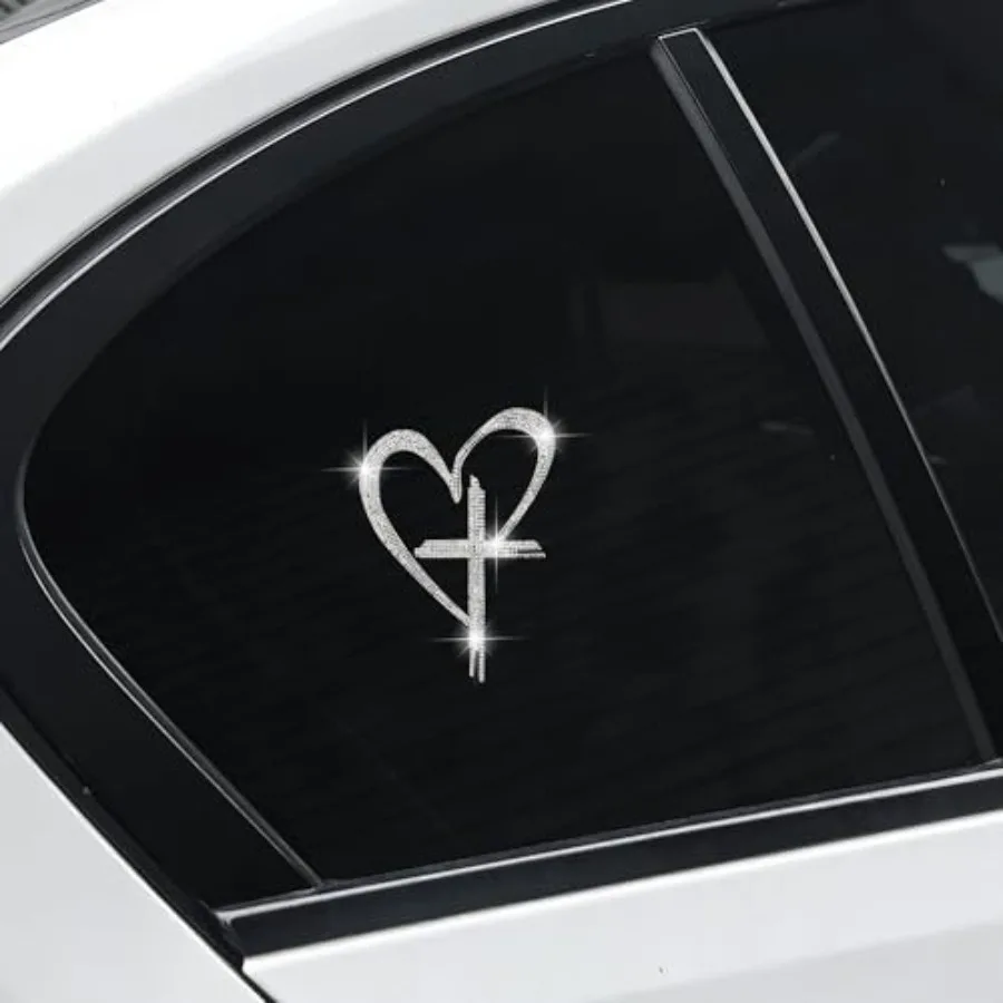 

car Bling Stickers and Decals, Cars Walls Laptop Luggage Bling Rhinestone Stickers, Love Cross