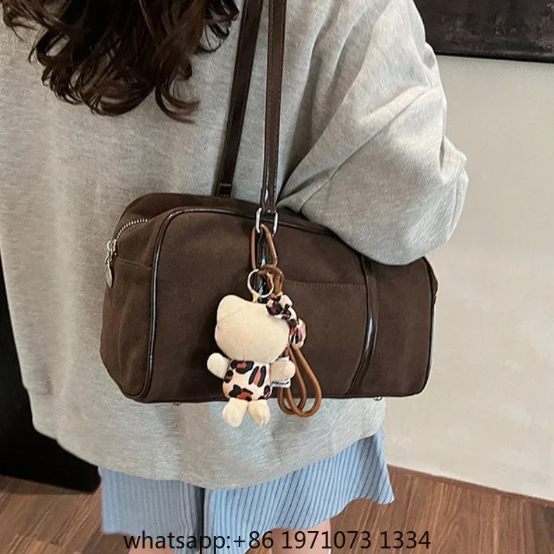 Casual Large Capaci Suede Bag Women 2026 New Autumn and Winter Retro Brown Commuter Shoulder Bag Pillow Bag Purses and Handbags