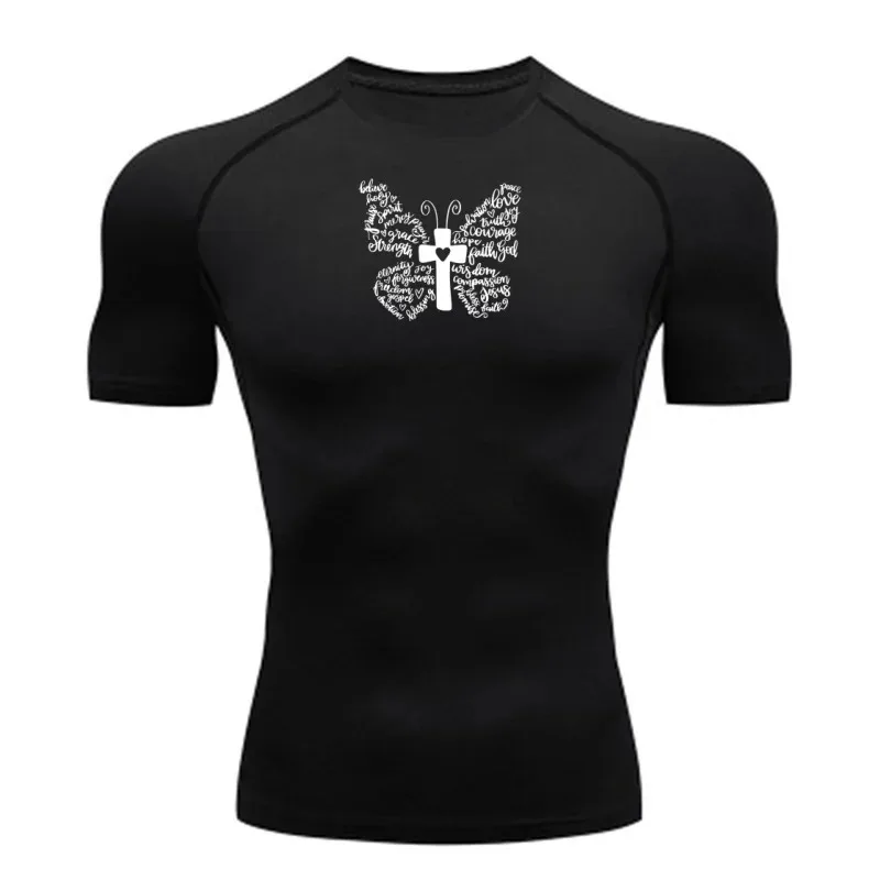 

Компрессионная спортивная футболка с коротким рукавом, влагоотводящая, высокоэластичная, для тренировок, облегающая