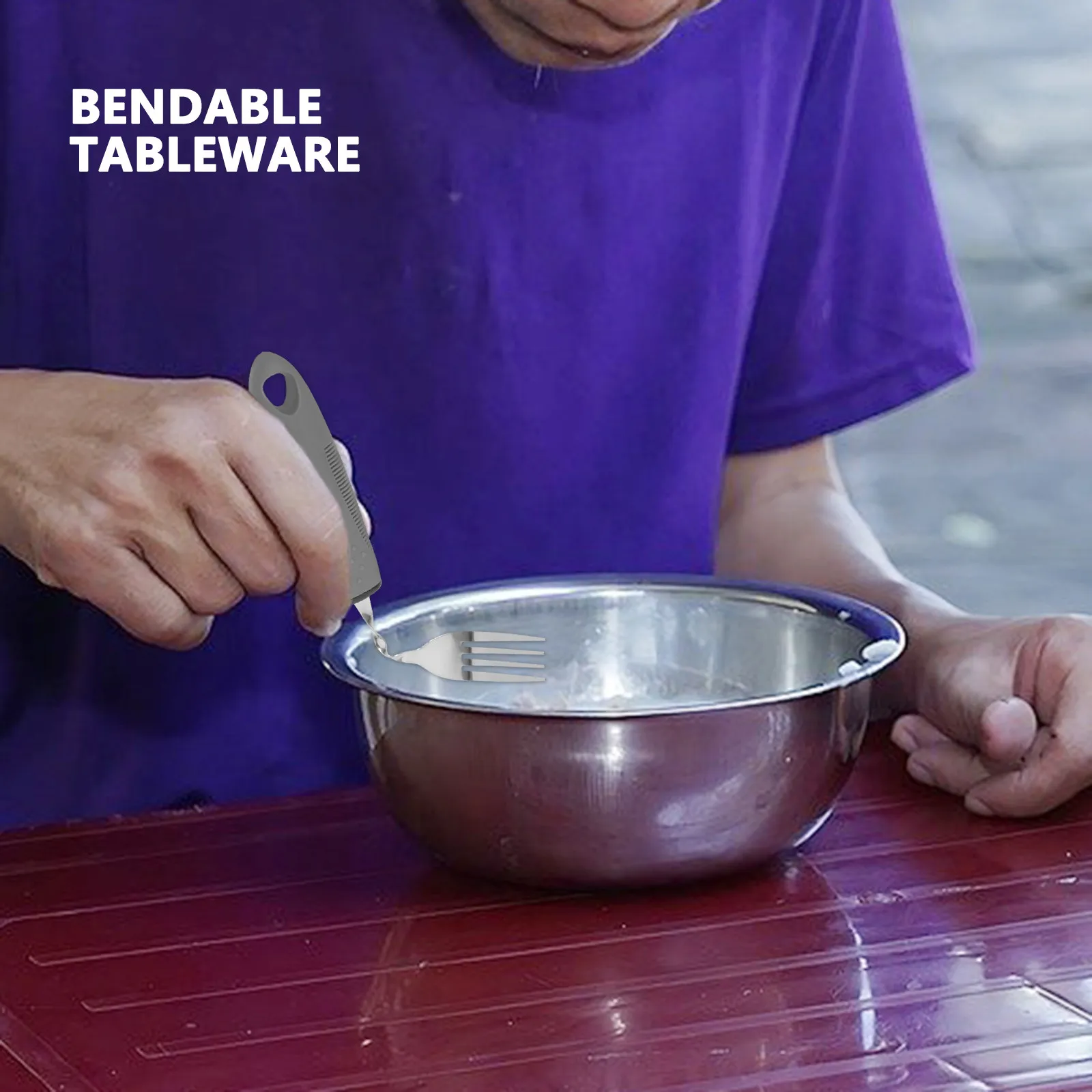 

Набор адаптивной посуды для пожилых и людей с ограниченными возможностями: ложка, вилка, нож с изогнутой ручкой, устойчивые к тряскам, с удобным захватом, нескользящие, легкие.