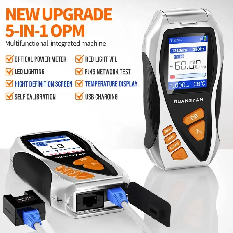 ZoeRax 5 in 1 RJ45 Tester Optical Power Meter Measurement All-in-One Fiber Optic Visual Fault Finder OPM（No batteries included）
