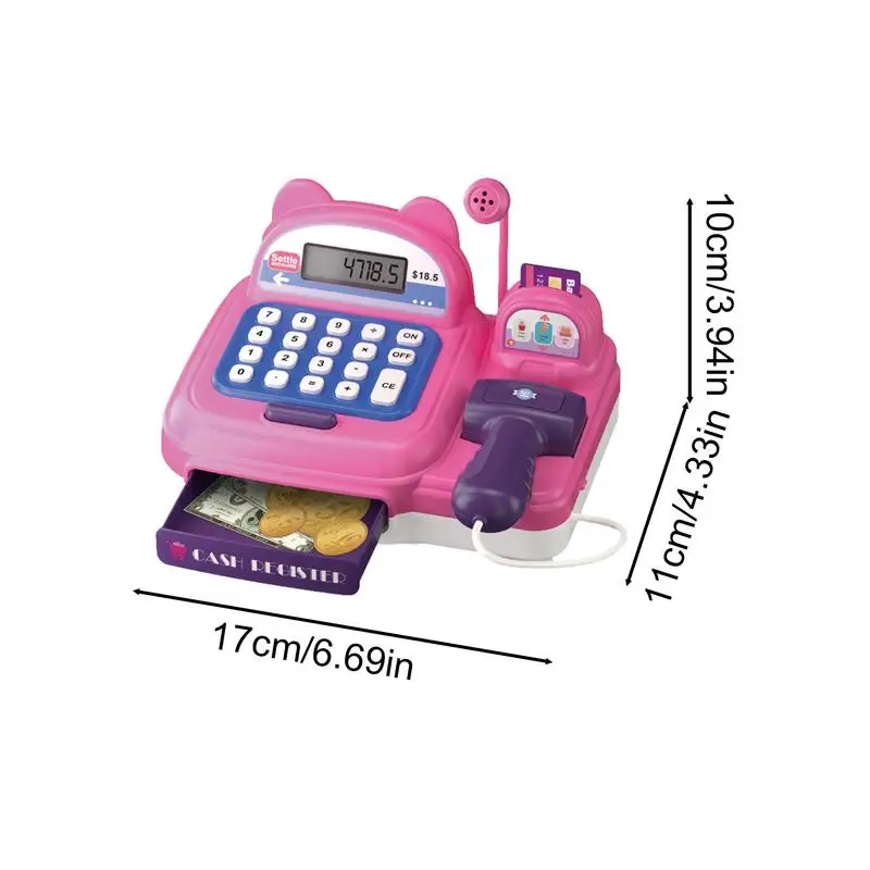 التظاهر اللعب ماكينة تسجيل المدفوعات النقدية للأطفال تسجيل Playset مع محاكاة الماسح الضوئي لعبة المال سجلات النقدية لعب العملة والآلة الحاسبة