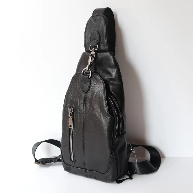 AETOO-Bolso de pecho de cuero para hombre, Mochila pequeña, capa superior, deportes, ocio, negocios, viajes, textura versátil