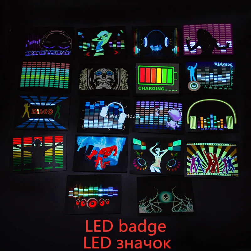 LED Badge Glowing Badges on Backpack Neon Party Glow Clothing Accessories Luminous Clothes Props patches Cotillon for Rave Tees