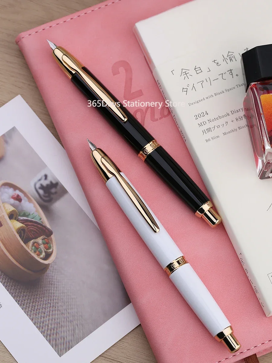 MAJOHN A1 Colorful Press Metal Fountain Pen F Nib Retractable With Gold/Black Clip Ink Converter Pen Office School Writing Gift