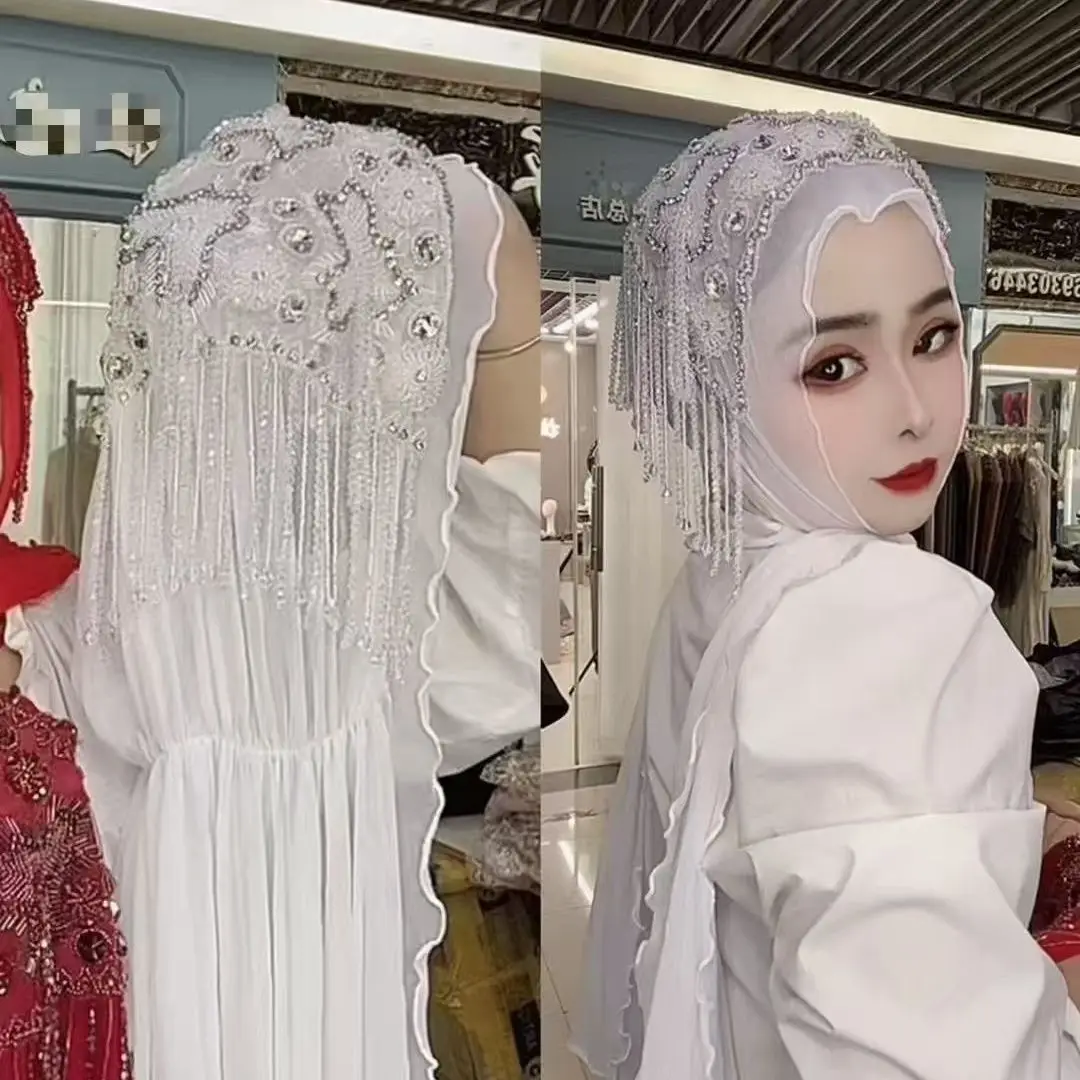 حجاب المرأة المسلمة شال الحجاب شحن مجاني فاخر شرابات وشاح ماليزيا الصلاة كوفي الإسلام المملكة العربية السعودية الدانتيل عمامة 05406 #3