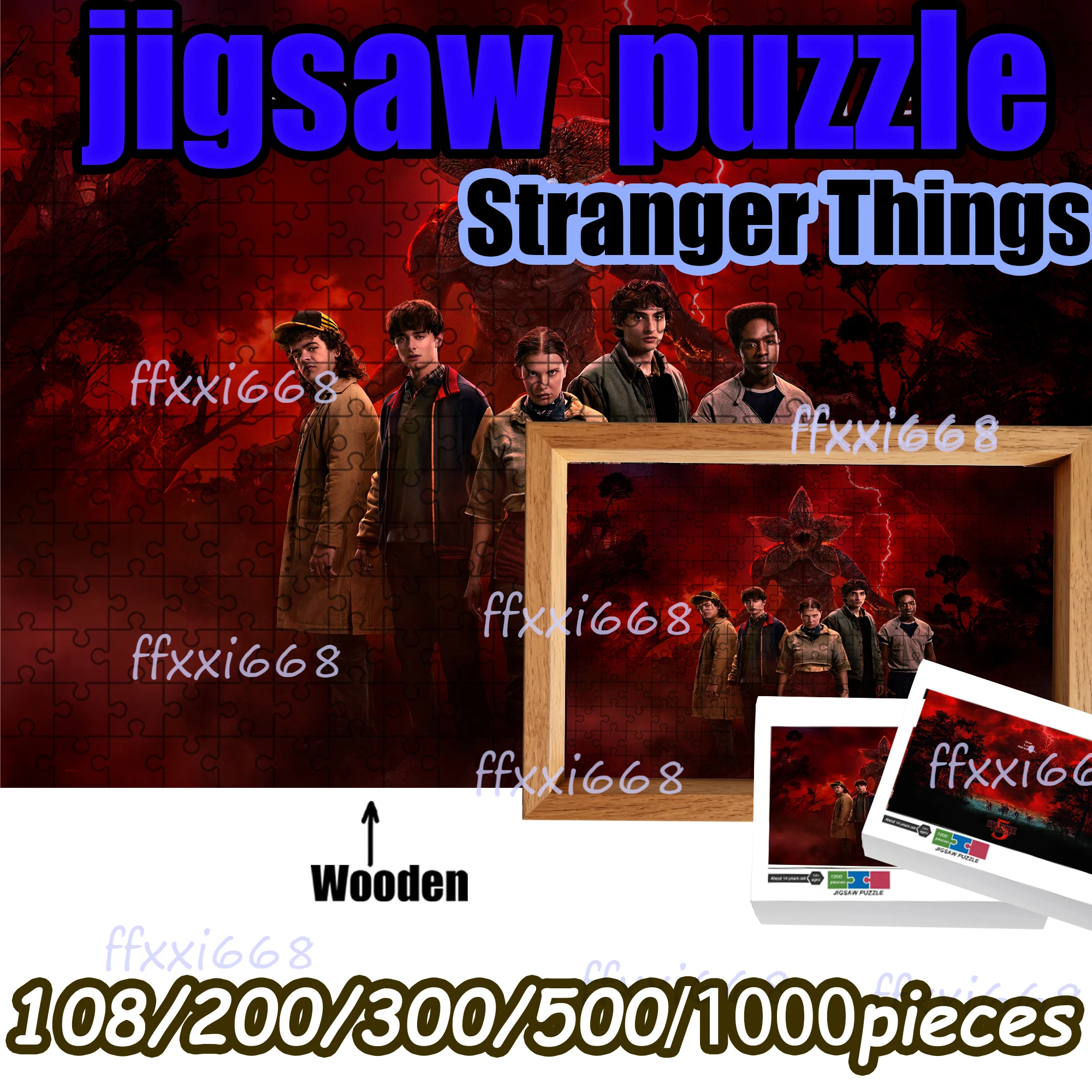

Stranger Things Jigsaw Puzzle 108/200/300/500/1000 Pieces Wooden Puzzle High Quality Gift Fun Party Game