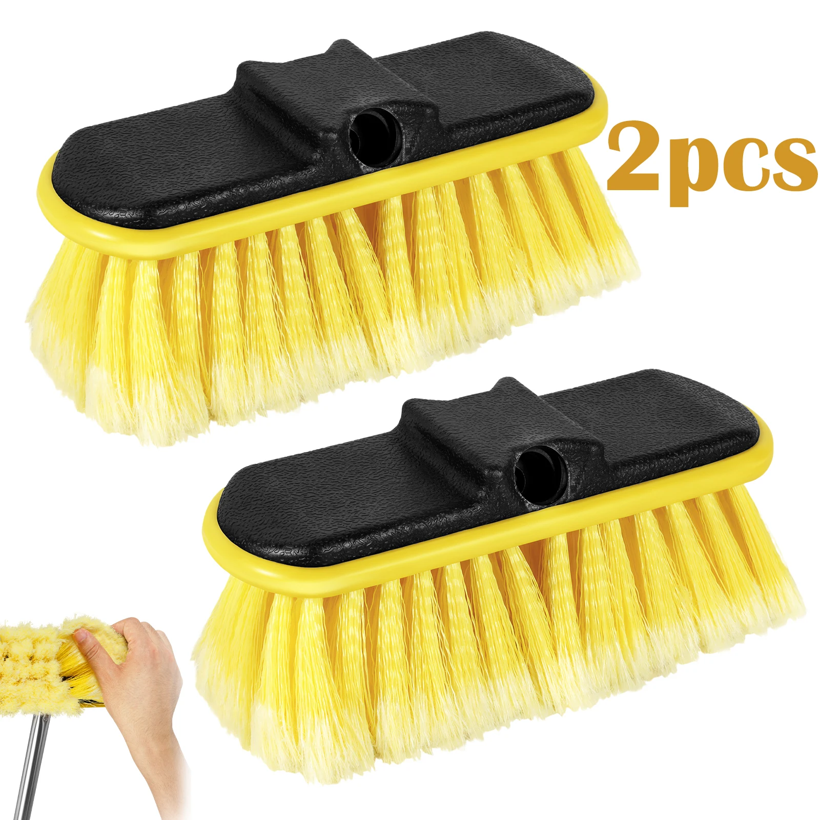2Pcs Car Wash Brush Head Practical Exterior Automotive Cleaning Brush Head with Soft Bristle RV Window Cleaning Tool Accessories
