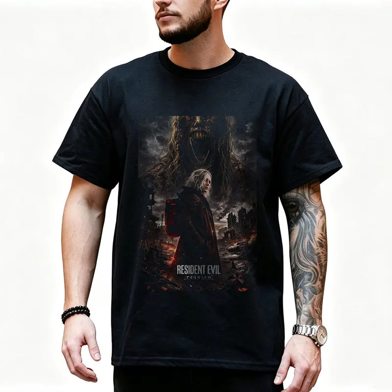 Vintage Resident Evil Nemesis Unisex T‑Shirt Biohazard Survival Horror Game Graphic Print Tee Retro Dark Gamer Streetwear Tops