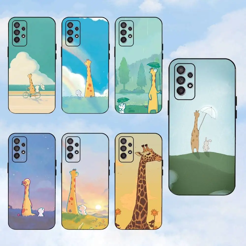 

giraffe Cartoon Phone Case For Samsung S25,S24,S23,S22,S21,S20,S10,Ultra,Plus,Lite,FE,Soft Silicone Black Cover