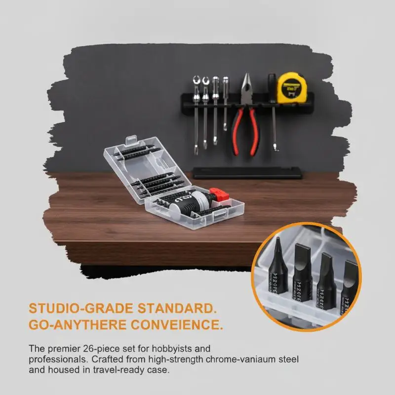 Household Ratchet Screwdriver Set 26-in-1 Mini CRV Telescopic Hand Tool for Kids DIY Craft Daily Small Repair view 4