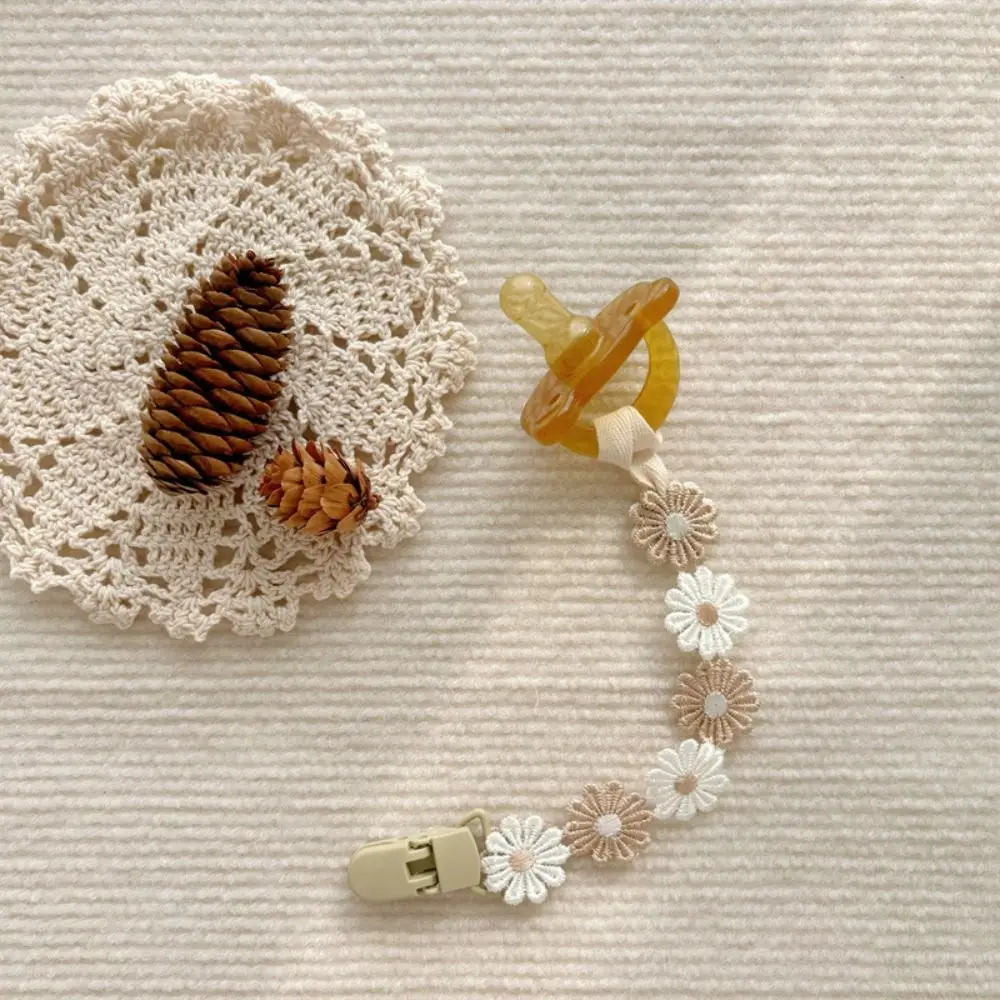 Colorful Daisy Baby Pacifier Chain Adjustable Teether Straps Soother Holder Flower Dummy Clips Nipple Holder Clips Baby