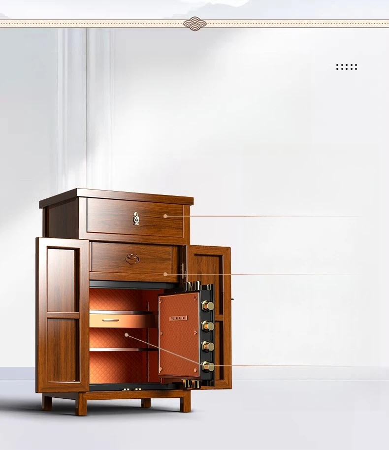 

Chinese-style door solid wood cabinet with built-in safe, home anti-theft hidden safe 2025 new bedside table