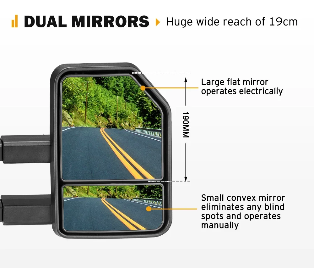 Black Extendable Trailer Car Towing Mirrors Fit for Mitsubishi Triton MQ/MR 2015-on