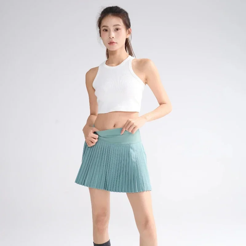 

Quick-Dry Summer Workout Running Cycling Yoga Short Skirt Stripe Hemline Breathable Gym Fitness Sports Yoga Culotte for Stadium