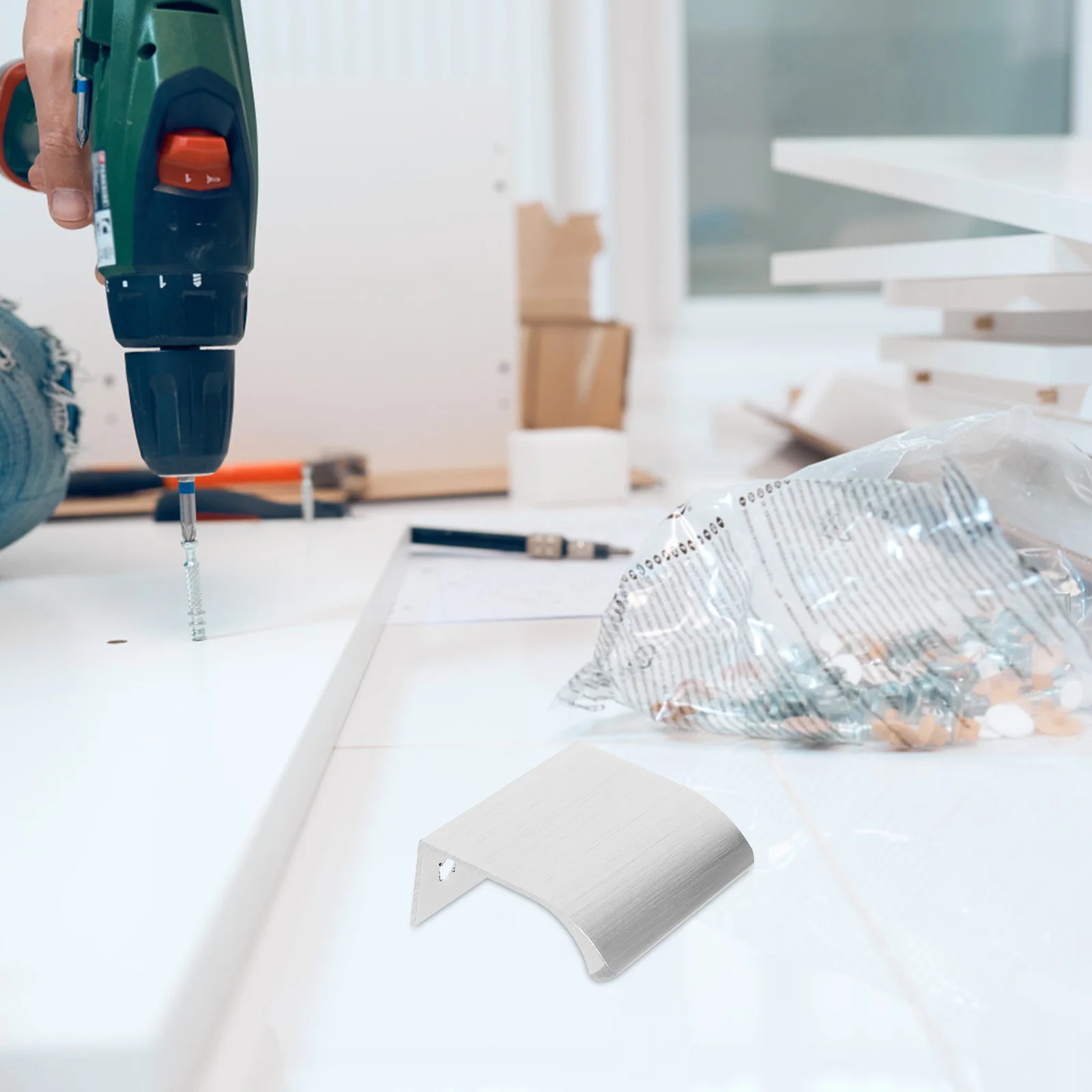 

8Pcs Cabinet Hidden Finger Pull Edge Nodrill Concealed Back Mount Flat Aluminum Alloy Drawer Pull Handle Minimalist Design